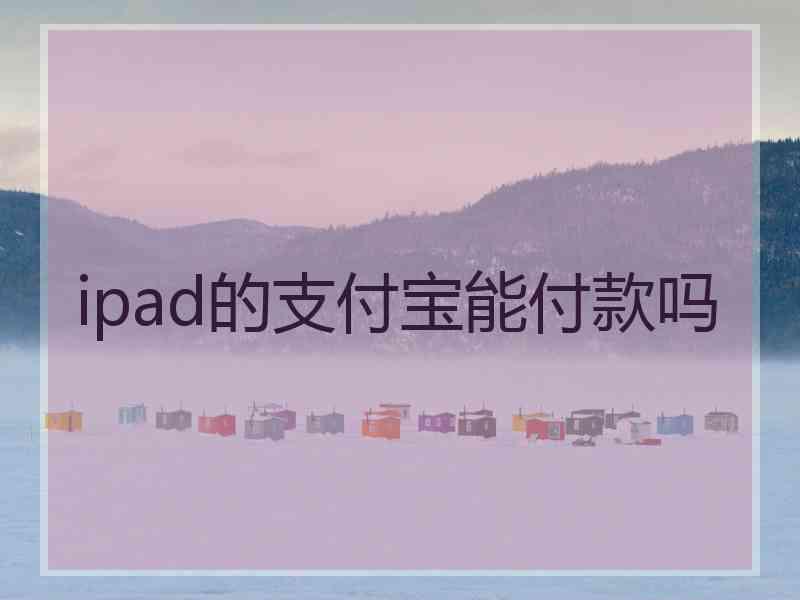 ipad的支付宝能付款吗