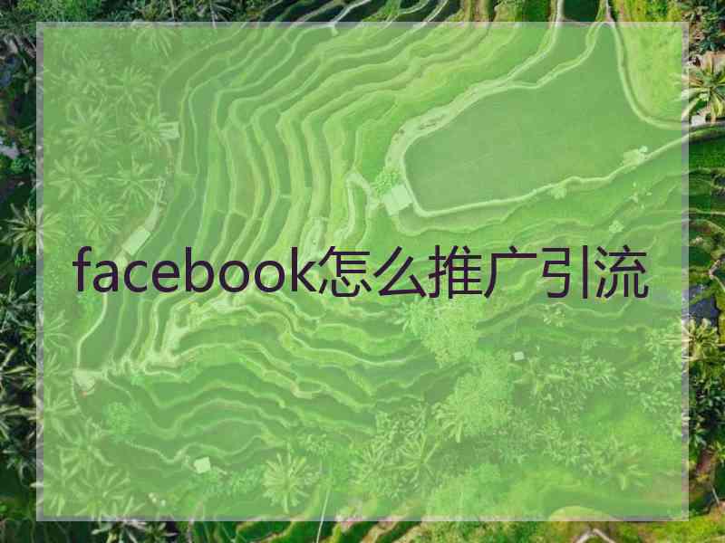 facebook怎么推广引流