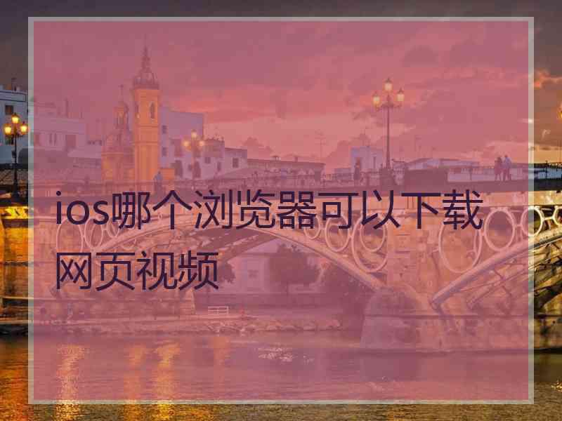 ios哪个浏览器可以下载网页视频