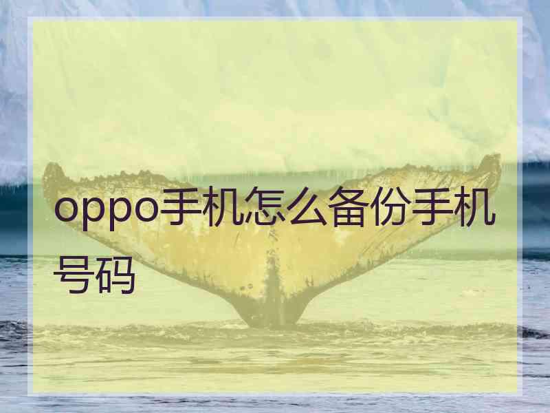 oppo手机怎么备份手机号码