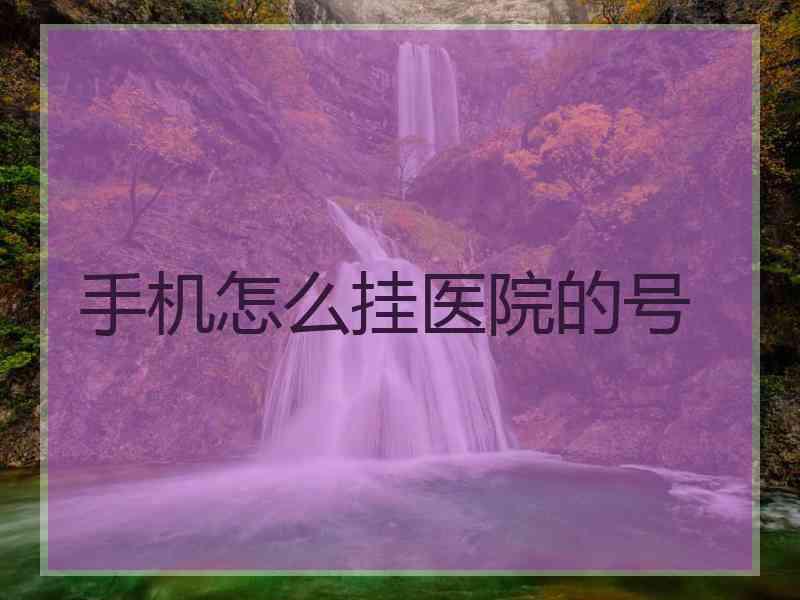 手机怎么挂医院的号