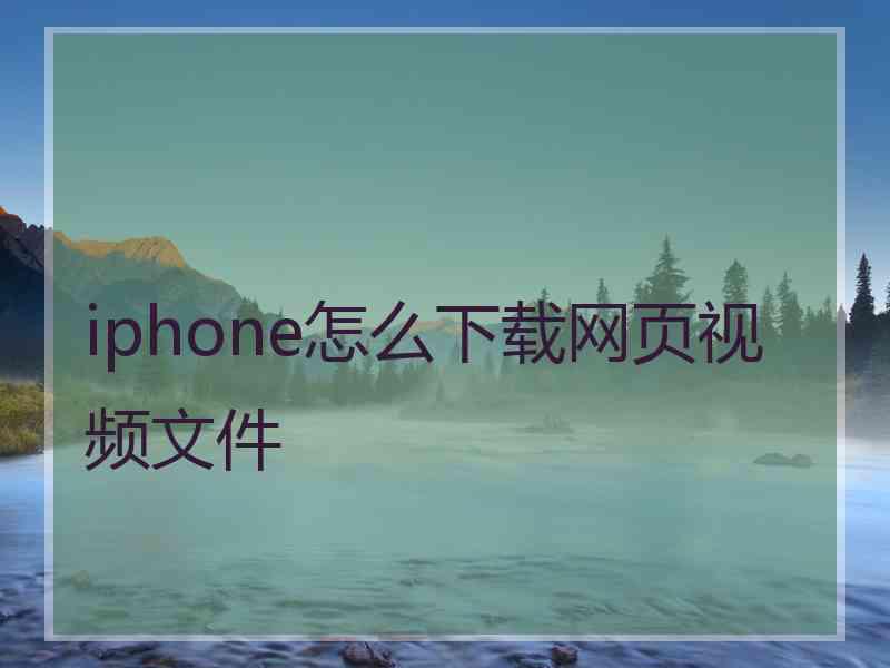 iphone怎么下载网页视频文件