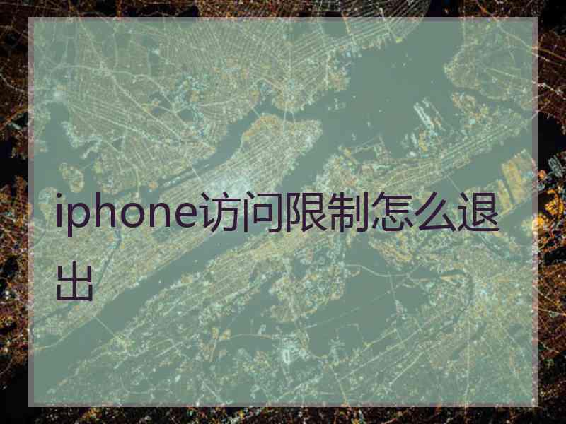 iphone访问限制怎么退出