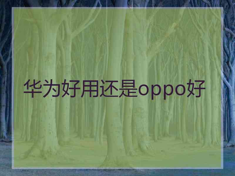 华为好用还是oppo好