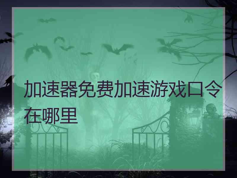 加速器免费加速游戏口令在哪里