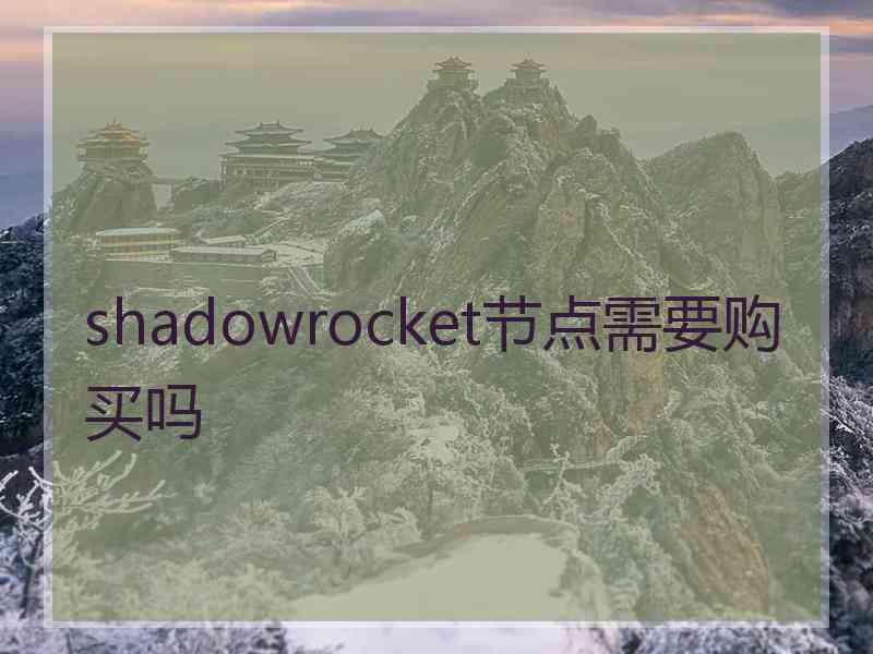 shadowrocket节点需要购买吗