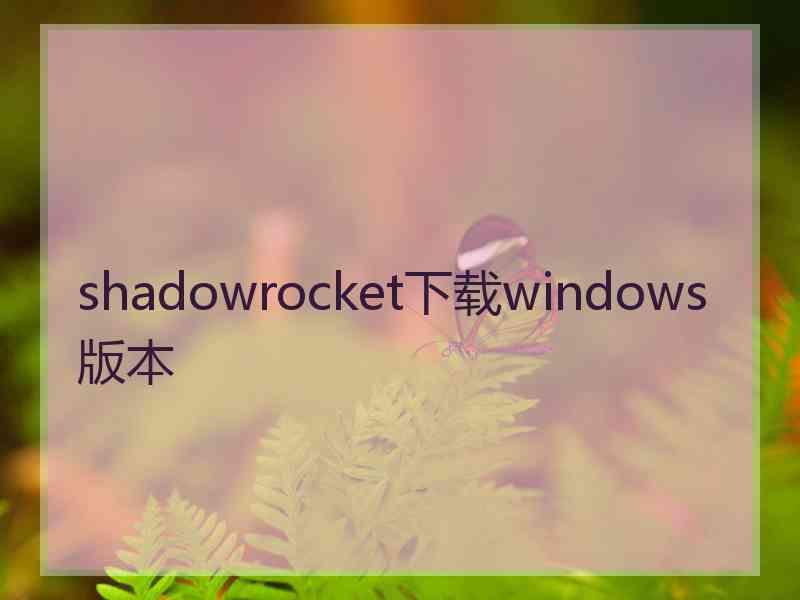 shadowrocket下载windows版本