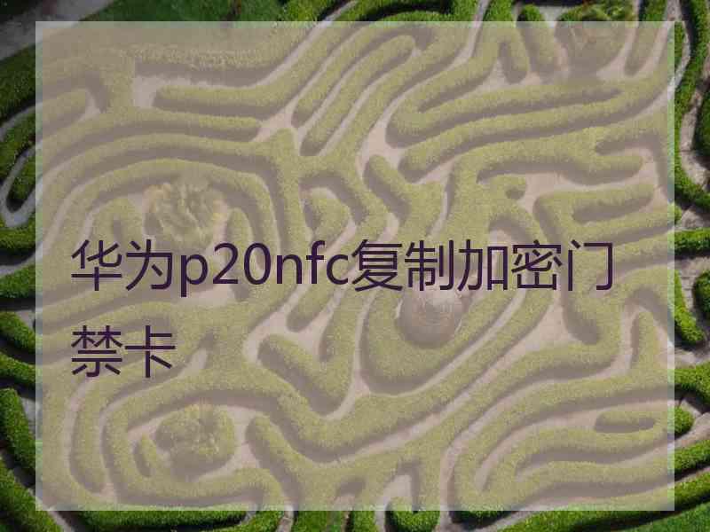 华为p20nfc复制加密门禁卡