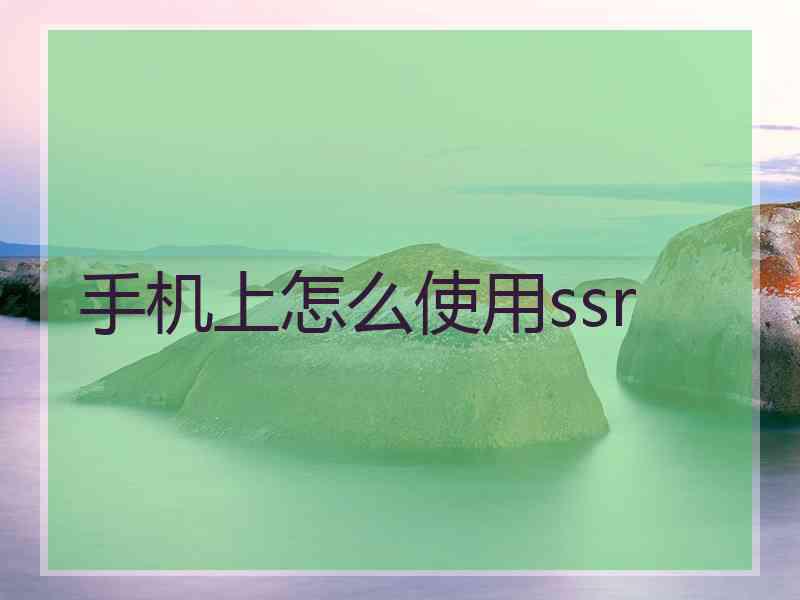 手机上怎么使用ssr