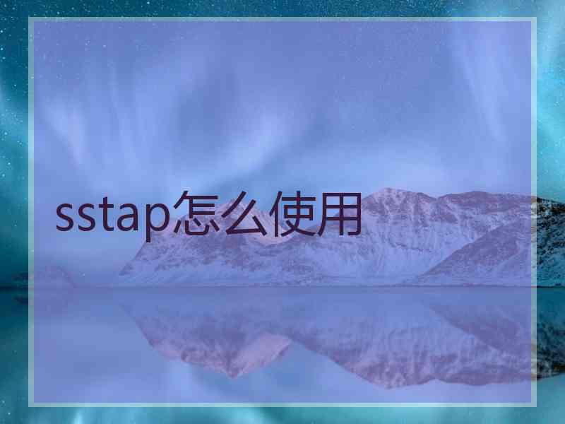 sstap怎么使用