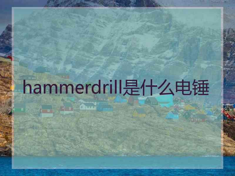 hammerdrill是什么电锤