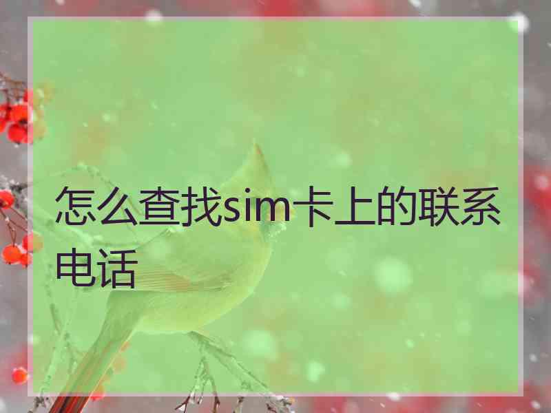 怎么查找sim卡上的联系电话