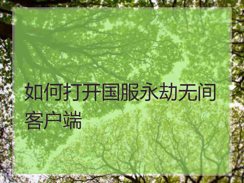 如何打开国服永劫无间客户端