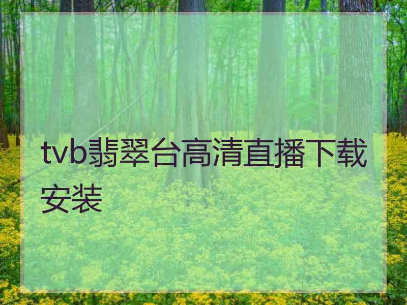 tvb翡翠台高清直播下载安装