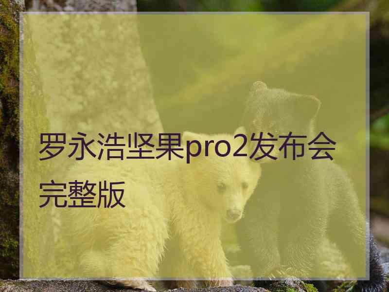 罗永浩坚果pro2发布会完整版