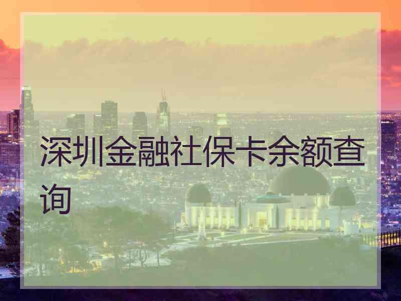 深圳金融社保卡余额查询