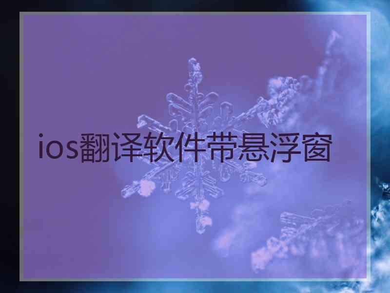 ios翻译软件带悬浮窗