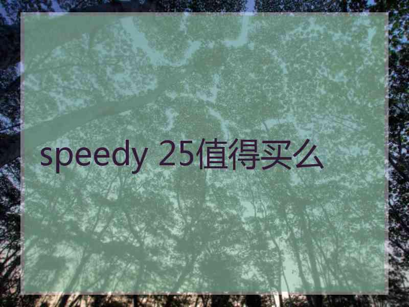 speedy 25值得买么