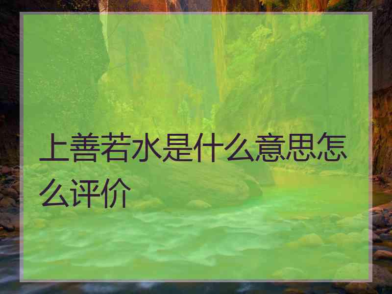 上善若水是什么意思怎么评价