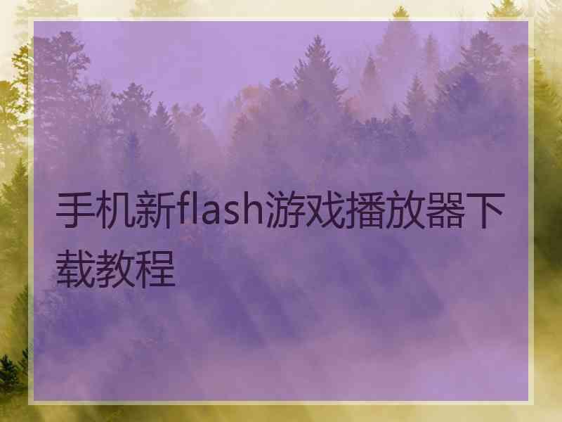 手机新flash游戏播放器下载教程