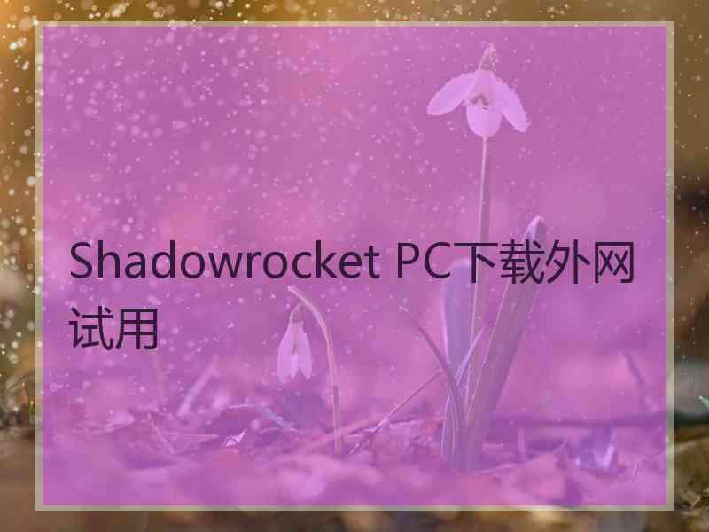 Shadowrocket PC下载外网试用