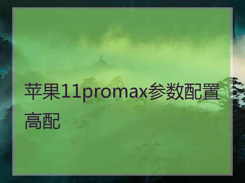 苹果11promax参数配置高配