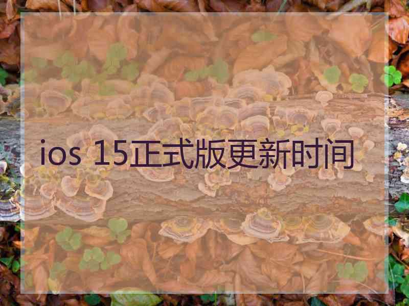 ios 15正式版更新时间